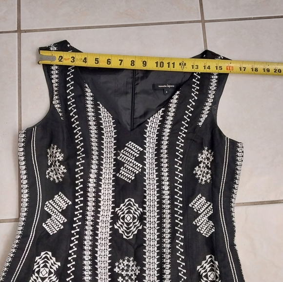 Nanette Lepore Up All Night dress black linen sleeveless sheath embroided Sz 8 - Picture 5 of 11